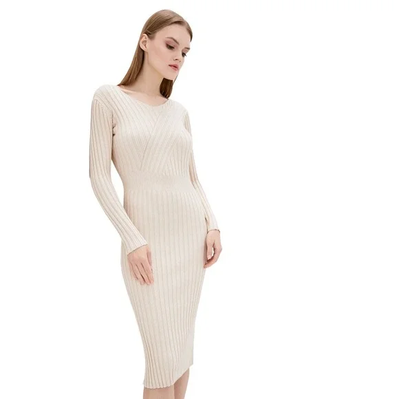 long sleeve nude bodycon dress Nude Bodycon Long Sleeve Shirt Dress – AX Paris US